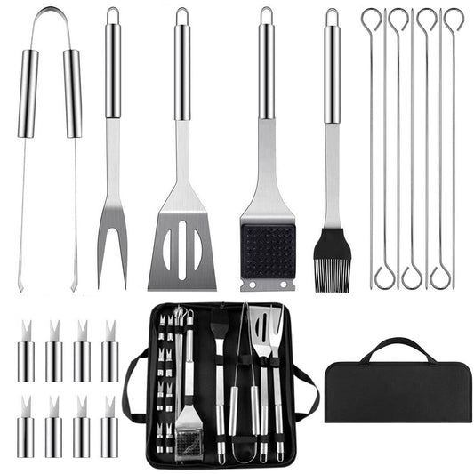 20 Pcs Stainless Steel BBQ Grill Accessories Set, Portable Grill Tool with Storage bag for Outdoor Camping, Family Dinner, Garden BBQ